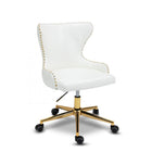 Meridian Furniture Hendrix Faux Leather Office Chair - Gold - White - Office Chairs