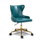 Meridian Furniture Hendrix Faux Leather Office Chair - Gold - Blue - Office Chairs