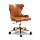 Meridian Furniture Hendrix Faux Leather Office Chair - Gold - Cognac - Office Chairs