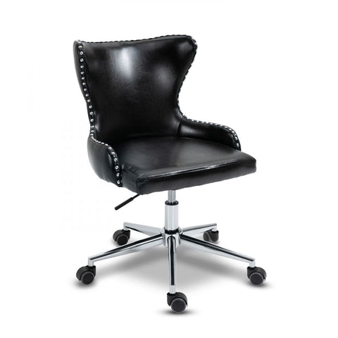 Meridian Furniture Hendrix Faux Leather Office Chair - Chrome - Black - Office Chairs