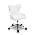 Meridian Furniture Hendrix Faux Leather Office Chair - Chrome - White - Office Chairs