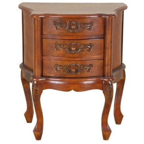 International Caravan Carved Wood Three Drawer Scalloped Night Stand - Other Tables