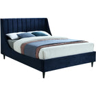 Meridian Furniture Eva Velvet Queen Bed - Navy - Bedroom Beds
