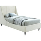 Meridian Furniture Eva Velvet Twin Bed - Cream - Bedroom Beds