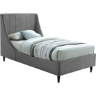 Meridian Furniture Eva Velvet Twin Bed - Grey - Bedroom Beds