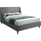 Meridian Furniture Eva Velvet Queen Bed - Grey - Bedroom Beds