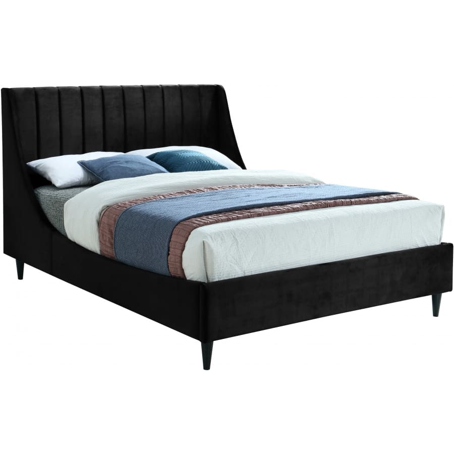 Meridian Furniture Eva Velvet King Bed - Black - Bedroom Beds