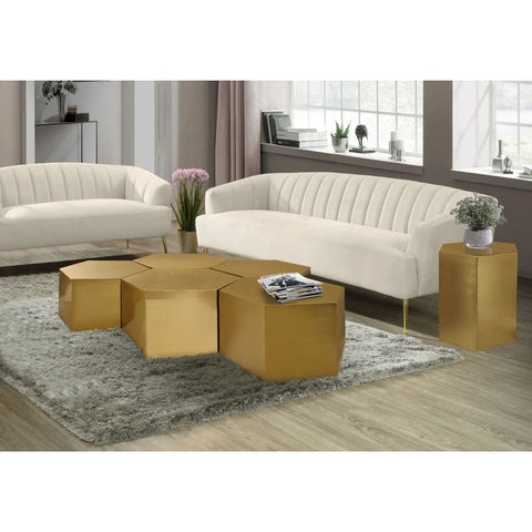 Meridian Furniture Hexagon Modular 5 Piece Coffee Table - Gold - Coffee Tables