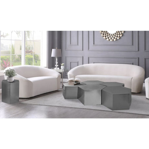 Meridian Furniture Hexagon Modular 5 Piece Coffee Table - Chrome - Coffee Tables