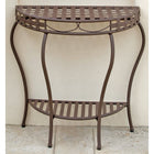 International Caravan Santa Fe Iron Nailhead 2-Tier Half Moon Table - Outdoor Furniture