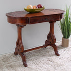 International Caravan Windsor Carved Wood Writing Table with Flip-up Drawers - Stain - Other Tables