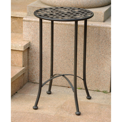 International Caravan Mandalay Iron Round Table - Antique Black - Outdoor Furniture