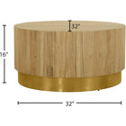 Meridian Furniture Acacia Round Coffee Table - Gold - Coffee Tables