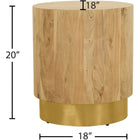 Meridian Furniture Acacia Round End Table - Gold - End Table