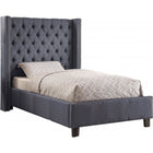 Meridian Furniture Ashton Linen Twin Bed - Grey - Bedroom Beds