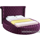 Meridian Furniture Luxus Velvet King Bed - Purple - Bedroom Beds