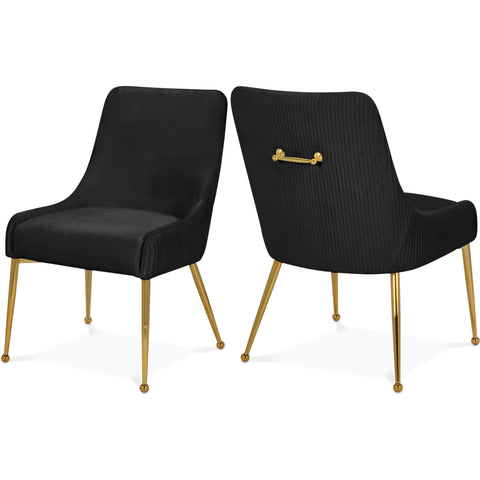 Meridian Furniture Ace Velvet Dining Chair - Gold - Black - Dining Chairs