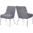 Meridian Furniture Ace Velvet Dining Chair - Chrome - Grey - Dining Chairs