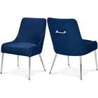 Meridian Furniture Ace Velvet Dining Chair - Chrome - Navy - Dining Chairs
