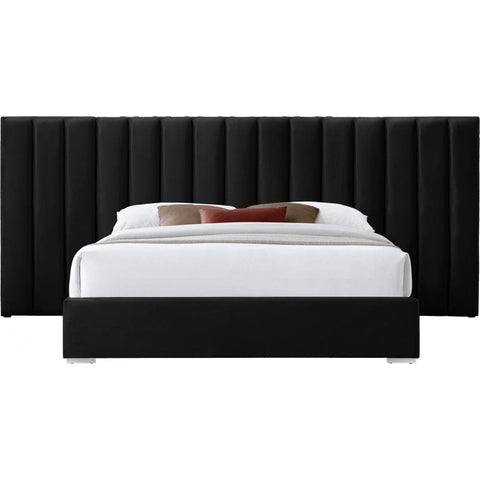 Meridian Furniture Pablo Velvet King Bed - Black - Bedroom Beds