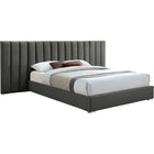Meridian Furniture Pablo Velvet King Bed - Grey - Bedroom Beds