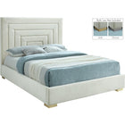 Meridian Furniture Nora Velvet King Bed - Cream - Bedroom Beds