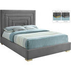 Meridian Furniture Nora Velvet King Bed - Grey - Bedroom Beds