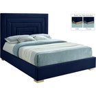 Meridian Furniture Nora Velvet Queen Bed - Navy - Bedroom Beds