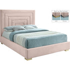 Meridian Furniture Nora Velvet Queen Bed - Pink - Bedroom Beds