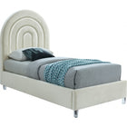 Meridian Furniture Rainbow Velvet Twin Bed - Cream - Bedroom Beds