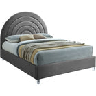 Meridian Furniture Rainbow Velvet Full Bed - Grey - Bedroom Beds
