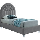 Meridian Furniture Rainbow Velvet Twin Bed - Grey - Bedroom Beds
