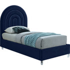 Meridian Furniture Rainbow Velvet Twin Bed - Navy - Bedroom Beds