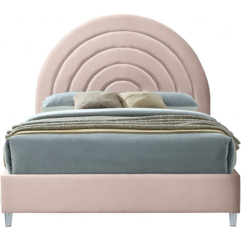 Meridian Furniture Rainbow Velvet King Bed - Pink - Bedroom Beds