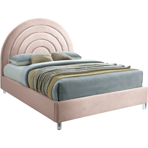 Meridian Furniture Rainbow Velvet Queen Bed - Pink - Bedroom Beds
