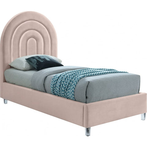 Meridian Furniture Rainbow Velvet Twin Bed - Pink - Bedroom Beds