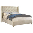 Meridian Furniture Aiden Velvet King Bed - Cream - Bedroom Beds