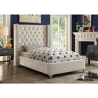 Meridian Furniture Aiden Velvet Twin Bed - Cream - Bedroom Beds
