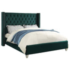 Meridian Furniture Aiden Velvet Full Bed - Green - Bedroom Beds