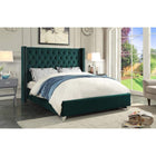 Meridian Furniture Aiden Velvet Queen Bed - Green - Bedroom Beds