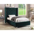 Meridian Furniture Aiden Velvet Twin Bed - Green - Bedroom Beds