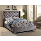 Meridian Furniture Aiden Velvet Queen Bed - Grey - Bedroom Beds