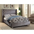 Meridian Furniture Aiden Velvet King Bed - Grey - Bedroom Beds