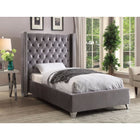 Meridian Furniture Aiden Velvet Twin Bed - Grey - Bedroom Beds