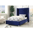 Meridian Furniture Aiden Velvet Twin Bed - Navy - Bedroom Beds
