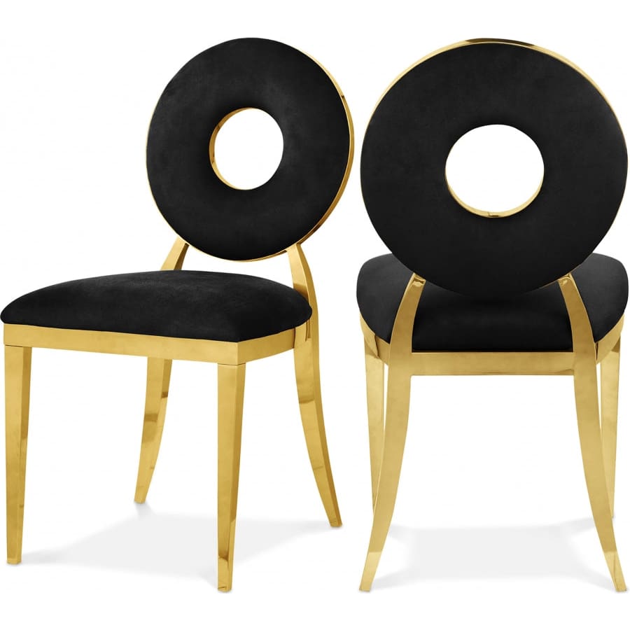 Meridian Furniture Carousel Velvet Dining Chair - Gold - Black - Dining Chairs