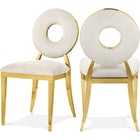 Meridian Furniture Carousel Velvet Dining Chair - Gold - Cream - Dining Chairs