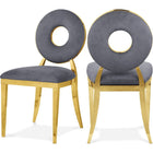 Meridian Furniture Carousel Velvet Dining Chair - Gold - Grey - Dining Chairs