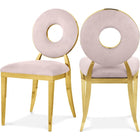 Meridian Furniture Carousel Velvet Dining Chair - Gold - Pink - Dining Chairs