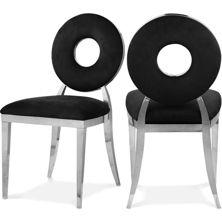 Meridian Furniture Carousel Velvet Dining Chair - Chrome - Black - Dining Chairs
